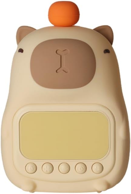 DNBFLLK Capybara Alarm Clock with Night Light for Kids, Cute Toddler Alarm Clocks for Bedrooms Ok to Wake Clocks for Girls and Boys, Rechargeable Silicone Animal Tabletop Lamp for Kid