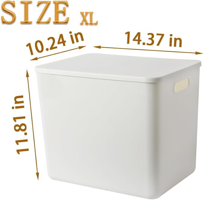 Gaoaodeyu 5 pack large plastic White storage bins with Lids, Toy Box Chest with Handle，Organizer Containers Baskets for Baby,Nursery，Shelves，Playroom, Bedroom，Office,Closet，home (White, 6XL)
