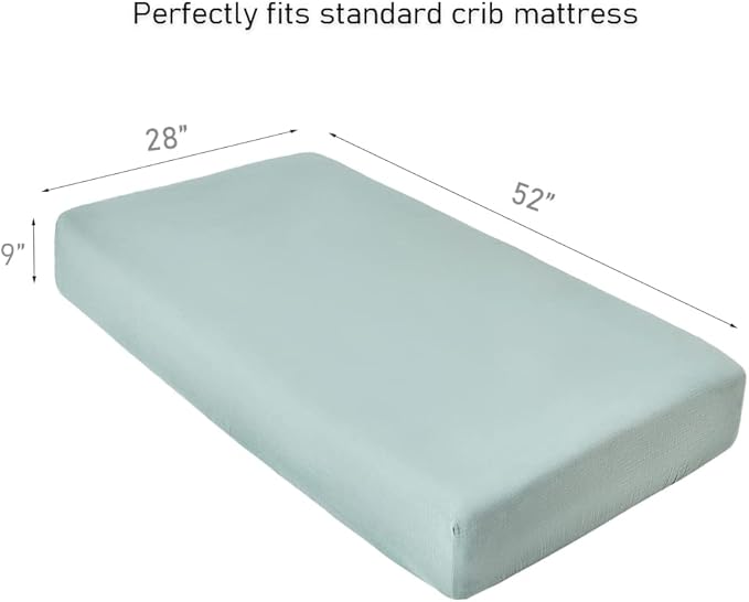 Muslin Crib Sheets for Baby Boys Girls, Neutral Fitted Crib Mattress Sheet for Standard Crib and Toddler Mattress, Soft and Breathable, 28” x 52” (Sage Green)