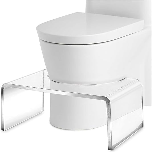 Acrylic Toilet Stool Squat Set of 2, Squatting Toilet Stool for Adults Kids,Modern Design Pooping Stool, Easily Blend into Any Bathroom (Clear-2PCS)
