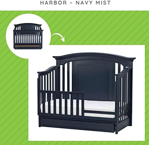 Toddler Bed Safety Guard Rail for Kingsley & Centennial Convertible Cribs - Solid Wood Rail for Convertible Crib to Toddler Bed Conversion - Safety Bed Rail for Children (Navy)