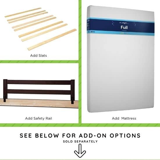 CC KITS Universal Replacement Bed Rails for Twin Size and Full Size - Solid Wood Hook-On Rails with Support Slats Included - Easy Installation - Premium Bed Rail (Grey, Full Size)