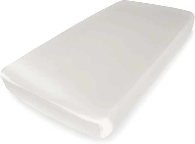 Mulberry Park Fitted Silk Crib Sheet - Grade 6A Pure 19 Momme Toddler Bedding - Gentle on Baby's Delicate Skin, Helps with Bald Spot, Eczema, Dry Skin & Cradle Cap - 28" x 52" / Natural White