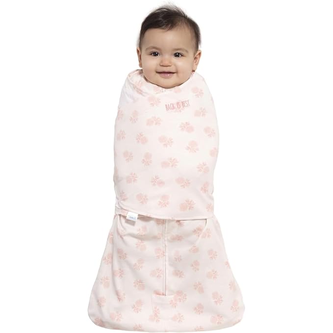 HALO 100% Cotton Sleepsack Swaddle, 3-Way Adjustable Wearable Blanket, TOG 1.5, Watercolor Rose Toss Blush, Newborn, 0-3 Months