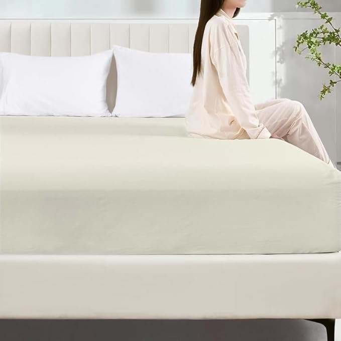 Mattress Protector Full Size 100% Waterproof Zippered Cover, 15 Inches Deep, Six-Sided Mattress Encasement for Bed, Zipper Closure Style (Ivory)