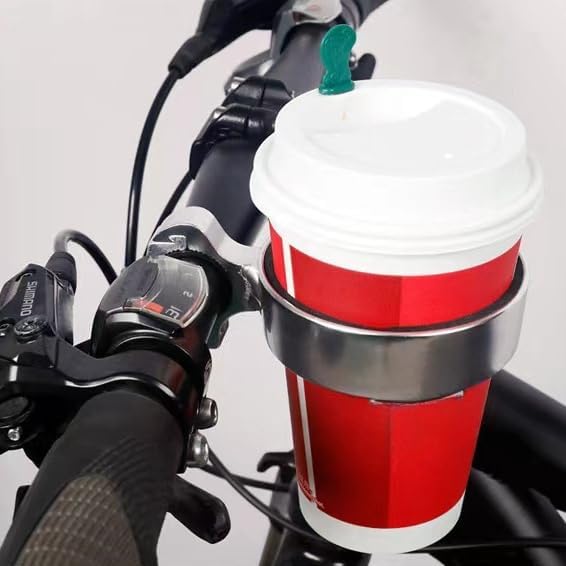 Premium Aluminium Bike Handlebar Cup Holder - Secure, Stylish, and Versatile, Baby Strollers Available (A Cup Holder-Silver)