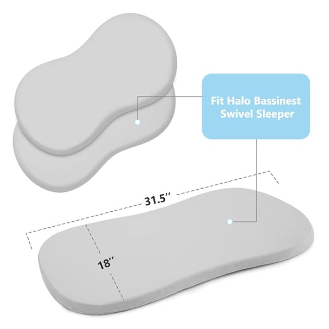 TILLYOU Baby Bassinet Sheets Cotton 2 Pack, 31.5"x18" Breathable Bassinet Mattress Protector, Soft Cradle Bassinet Crib Sheets, Gray