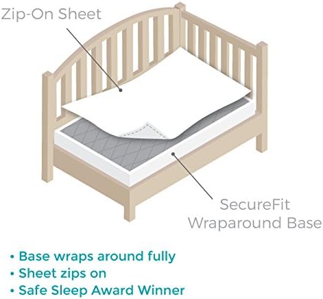 QuickZip Crib Extra Zip-On Sheet (SecureFit Wraparound Base Not Included) - Faster, Safer, Easier Baby Crib Sheets - Dusty Blue 100% Cotton - Fits All Standard Crib Mattresses