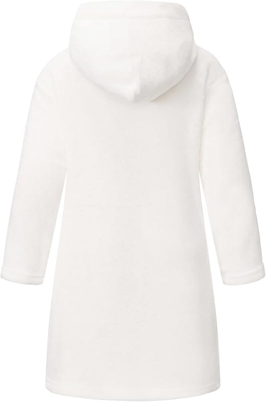 Girls Fleece Hooded Robe Warm Sleepwear for Toddler Kids Soft Fuzzy Bathrobe Gifts