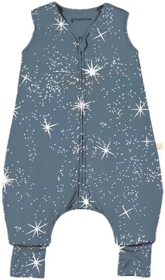 GUNAMUNA Baby Footie Sleep Bag – Walkable Wearable Blanket with DIAPER-ZiP, Convertible Foot Cuffs, Anti-Slip Grips