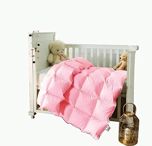 Toddler/Travel/Crib Goose Down Comforter Duvet/Blanket Multifunctional,100% Organic Cotton & Washable Unisex Kids,All Season,Pink 41x48
