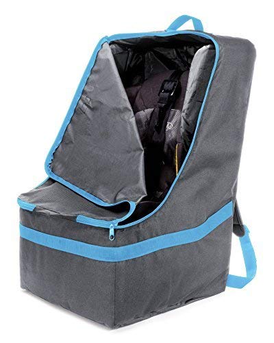 Zohzo Car Seat Travel Bag — Adjustable, Padded Backpack for Car Seats — Car Seat Travel Tote (Gray with Black Trim)