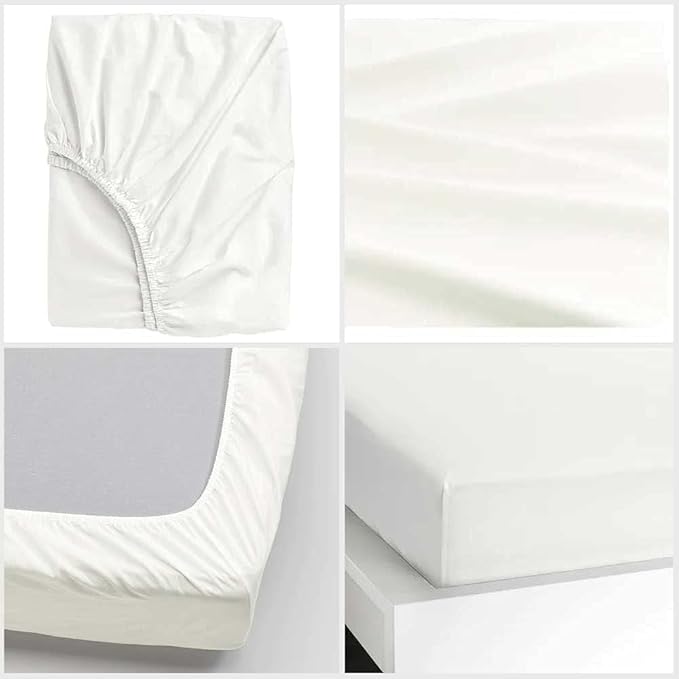 600 Thread Count Cotton Fitted Sheet for RV King Size|100% Egyptian Cotton Fitted Sheet|1 Piece Fitted Sheet Comfy, Ultra Soft, Breathable|16 Inch Deep Pocket Fitted Sheet in White Solid
