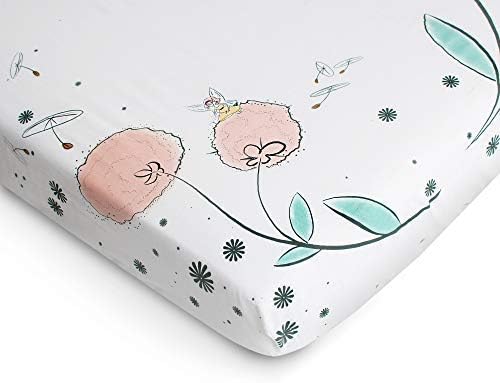 JumpOff Jo - Fitted Crib Sheet, Super Soft Breathable 100% Cotton Baby Crib Sheet for Standard Crib Mattresses and Toddler Beds, 28 in. x 52 in. - Fairy Blossom