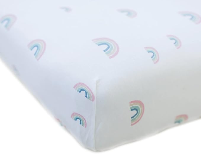 Ecolino Fitted Crib Sheet, 100% Organic Cotton Baby Crib Sheets for Boys and Girls. Fits Standard Crib and Toddler Mattresses, Soft and Breathable in Rainbow