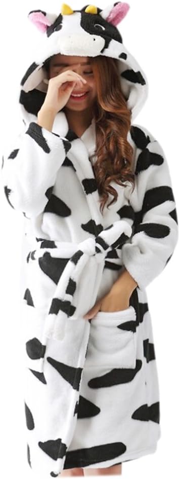 CuteOn Bathrobe for Women Soft Fleece Hooded Plush Loungewear