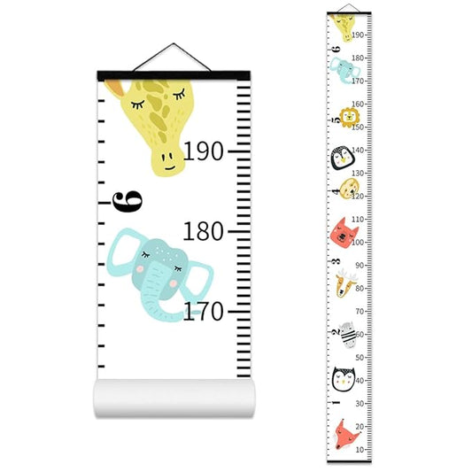 Nustila Cute Animals Growth Chart for Kids Baby Height Chart Ruler Removable Canvas Wooden Frame Hanging Wall Rulers Measurement Charts for Toddler Room Nursery Decor - 79"X7.9" with Black Wood