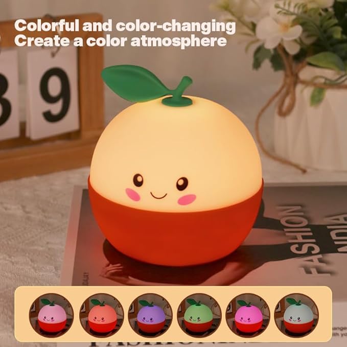 DNBFLLK Tangerine Night Light,Cute Orange Sleep Light,Night Light for Kids,Charming lamp Decoration for Children's Rooms, Delightful Gifts for Baby Boys and Girls, Christmas Presents
