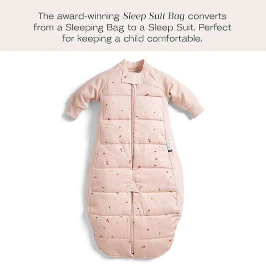 ergoPouch Sleep Suit Bag 3.5 TOG – Baby Sleep Sack & Wearable Blanket, 2-in-1 Convertible Sack to Suit with Legs for Safe Movement, Regulates Temperature Overnight, Unisex (4-6 Years, Daisies)