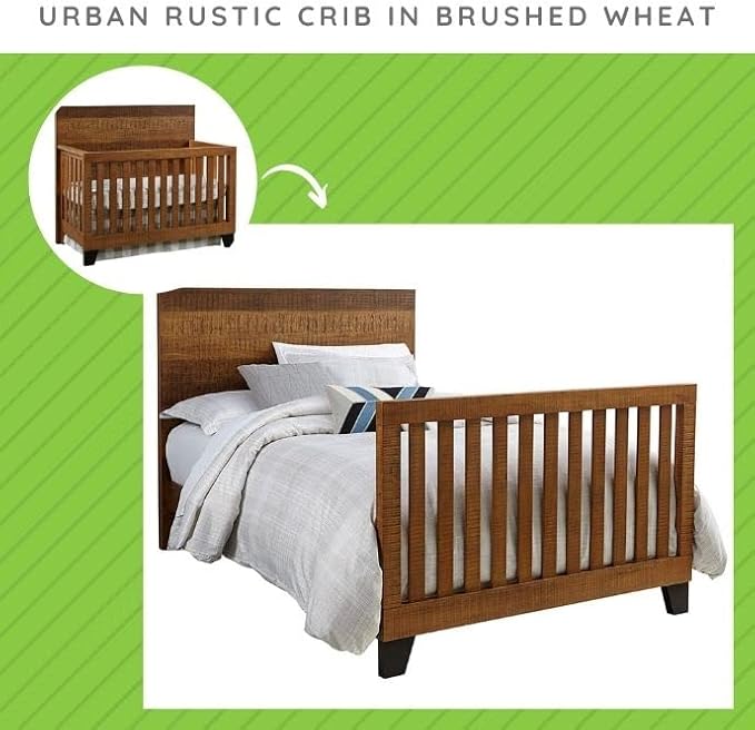 Full-Size Conversion Kit Bed Rails for Westwood Design Convertible Cribs - Solid Wood Rail - Toddler & Adult Bed Rail for Full-Size Beds - Essential Nursery & Baby Furniture (Brushed Wheat, Option 1)