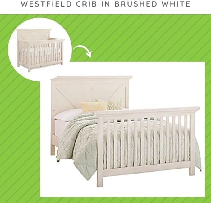CC KITS Full-Size Conversion Kit Bed Rails for Westwood Design Cribs (Brushed White, Option 3)