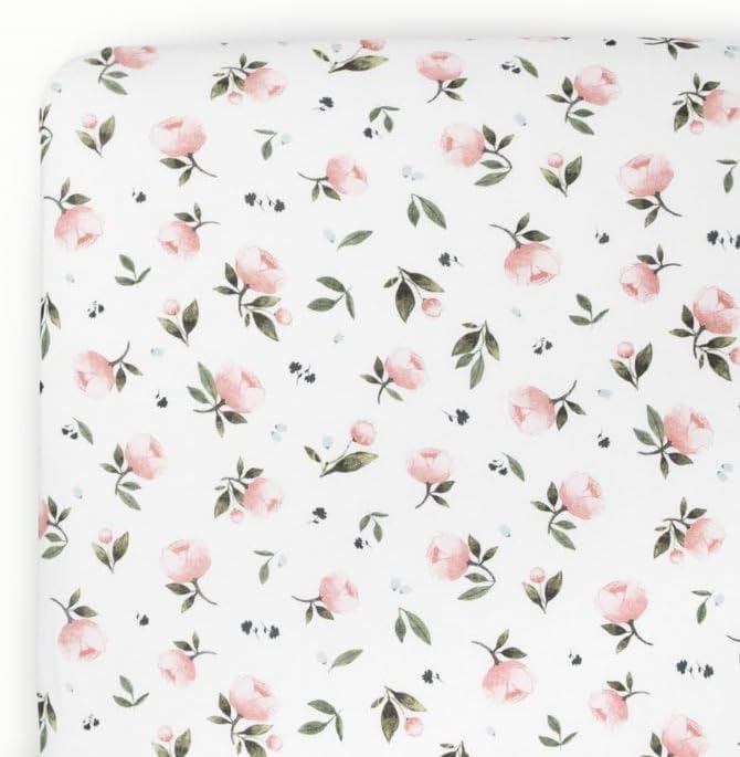 Little Unicorn Premium Stretch Knit Crib Sheet |Super Soft with Optimal Stretch (Watercolor Rose)