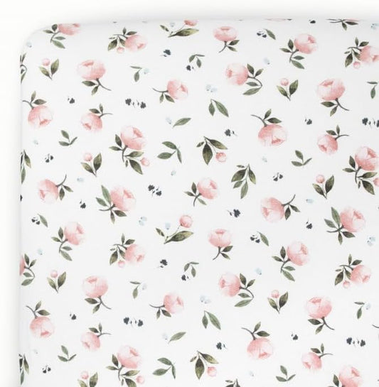 Little Unicorn Premium Stretch Knit Crib Sheet |Super Soft with Optimal Stretch (Watercolor Rose)