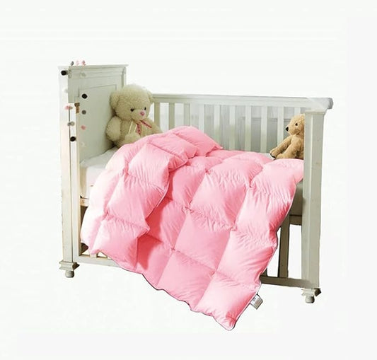 Toddler/Travel/Crib Goose Down Comforter Duvet/Blanket Multifunctional,100% Organic Cotton Washable Unisex Kids,All Season,Pink 47x60