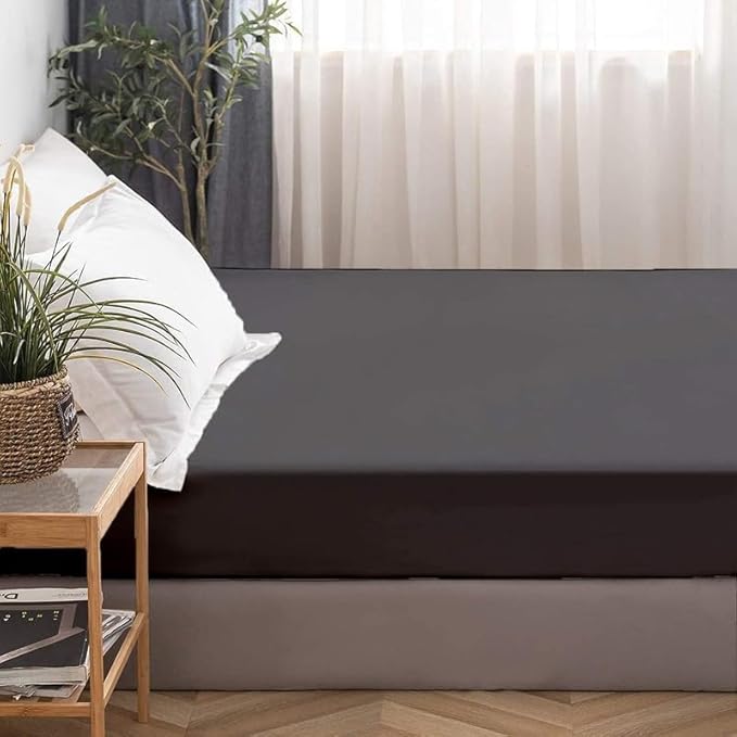 Mattress Protector Twin Size 100% Waterproof Zippered Cover, 15 Inches Deep, Six-Sided Mattress Encasement for Bed, Zipper Closure Style (Dark Grey)