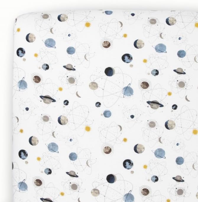 Little Unicorn Premium Stretch Knit Crib Sheet |Super Soft with Optimal Stretch (Planets)