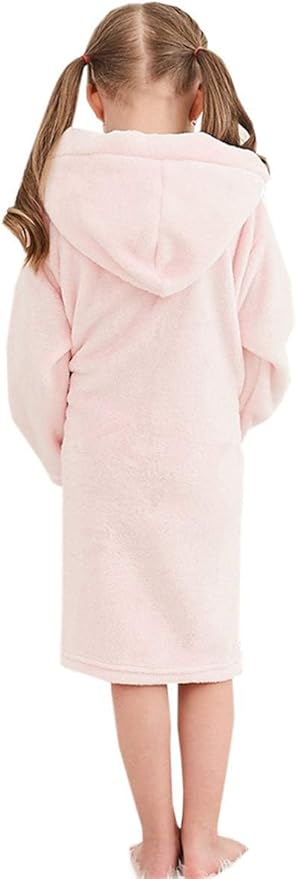 Umeyda Girls Fleece Hooded Robes, Warm Printed Bath Robe for Kids Soft Fuzzy Bathrobe for Gifts