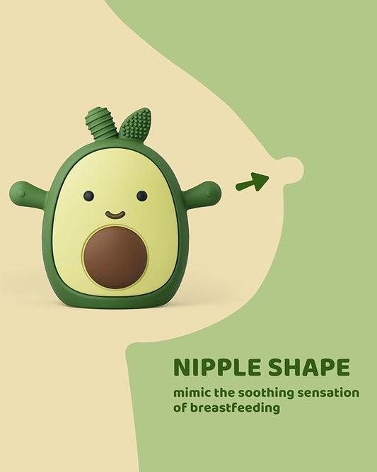 Baby Teething Toy Silicone Avocado Teething Mitten for Babies Over 3 Months Anti Dropping Wrist Hand Teethers Baby Chew Toys for Sucking Needs, BPA Free (Patent Pending)