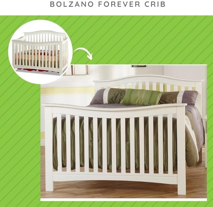 Full-Size Conversion Kit Bed Rails #1216 for Pali Convertible Cribs - Solid Wood Rail - Toddler and Adult Bed Rail for Full-Size Beds - Essential Nursery & Baby Furniture (White)