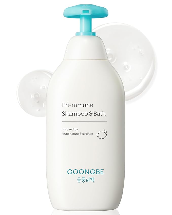 GOONGBE Pri-mmune Shampoo & Bath - Korean Baby Wash - Hypoallergenic Head to Toe Cleanser - Paraben-Free Formula For Sensitive Hair & Skin, 11.8 fl.oz.