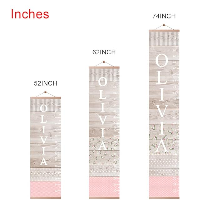Personalized Name Kids Growth Chart Ruler Flower Dinosaur Growth Ruler Canvas Wall Ruler Oak Solar Woodland Theme Kids Height Chart Baby Wall Growth Chart with Custom Name (Oak)