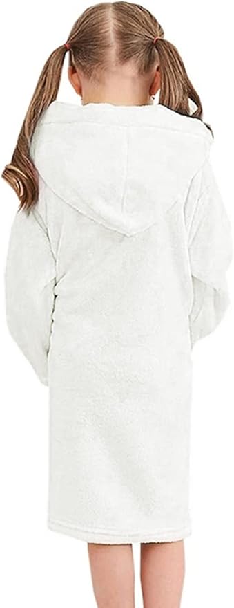 Girls Fleece Hooded Robes, Kids Soft Premium Fuzzy Bathrobe for Gifts, 2-12 Years