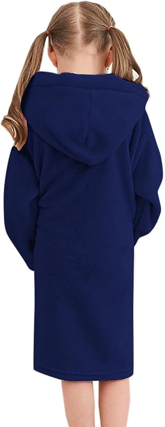 Girls Fleece Hooded Robes, Kids Soft Premium Fuzzy Bathrobe for Gifts, 2-12 Years