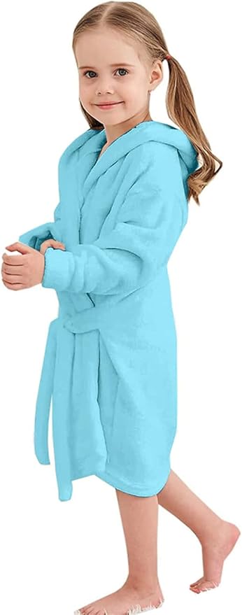 Girls Fleece Hooded Robes, Kids Soft Premium Fuzzy Bathrobe for Gifts, 2-12 Years