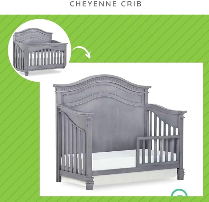 Toddler Bed Safety Guard Rail for Evolur Baby Convertible Cribs - Solid Wood Rail for Convertible Crib to Toddler Bed Conversion - Safety Bed Rail for Children (Storm Grey, Model 846)