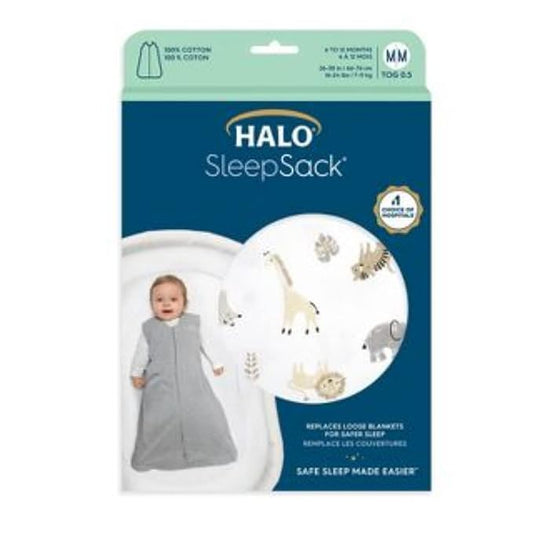 HALO SleepSack, 100% Cotton Wearable Blanket, Swaddle Transition Sleeping Bag, TOG 0.5, Animal Paint, X-Large, 18-24 Months