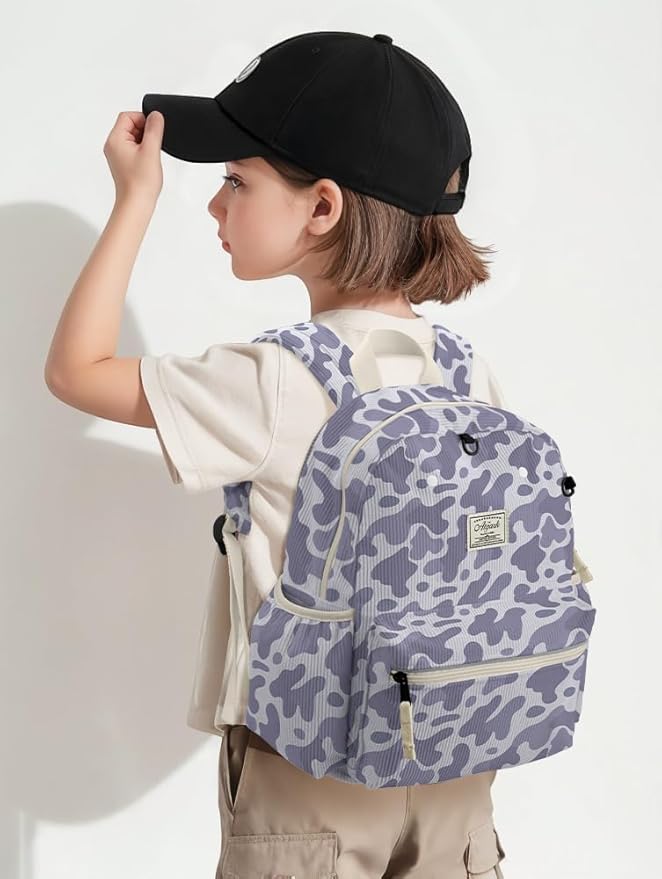 Corduroy Kids Backpack for Girls 6-10: Girls Backpacks for Elementary Kindergarten 15” H Fit Folder