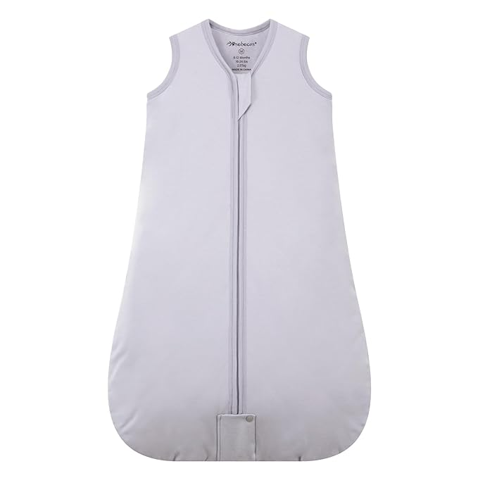 Mosebears Sleep Sack Baby Winter Wearable Blanket with 2-Way Zipper,2.5 TOG Cotton Sleep Sack Unisex (Light Grey, 6-12 Months)