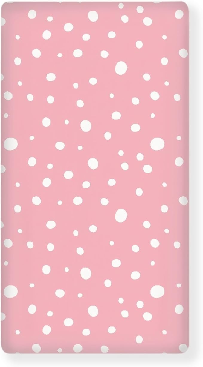 Polka Pink Dot Pattern Fitted Crib Sheet Pink Dot Baby Crib Sheet Fit Standard Crib and Toddler Mattress,Crib Mattress Sheets for Boys Girls 28"x52"