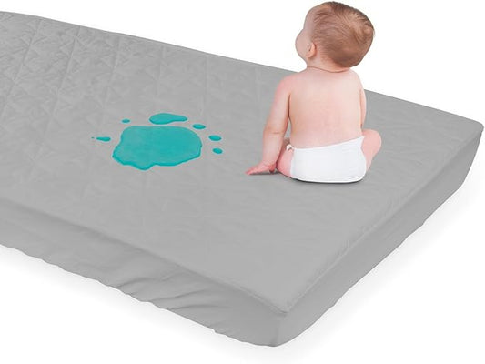 Baby Mattress Protector Cover Waterproof Cover, Quilted Baby Bed Mattress Protective Film, Suitable for Children's Bed mattresses (Gray, 52"x28")