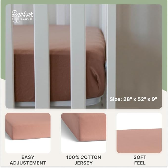 Parker Baby Soft & Durable Fitted Baby Crib Sheets | Snug Fit for Standard Crib Mattresses | Machine Washable, Fade-Resistant & Modern Nursery Designs