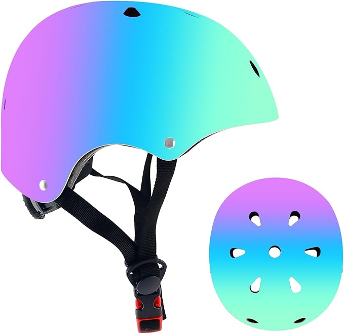 Adjustable Color Gradient Toddler Kids Bike Helmet for 3-5-8-14+Ages Girls Boys.Skateboard Bicycle Toddler Helmet 2-4 Years for Multi-Sports Cycling Scooter Inline Roller Skates Rollerblading