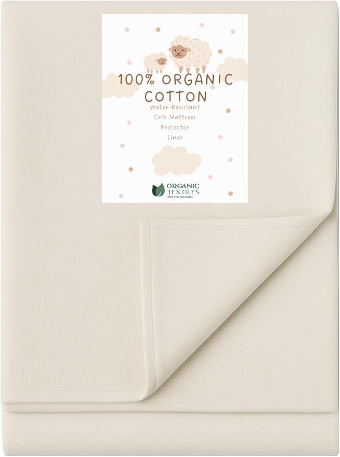 Organic Crib Mattress Protector - Flat Sheet Water Resistant Liner Pad, Breathable, Skin Friendly, Chemical-Free Pure Cotton [GOTS-Certified] for Playard (38"x26") - Pack of 1
