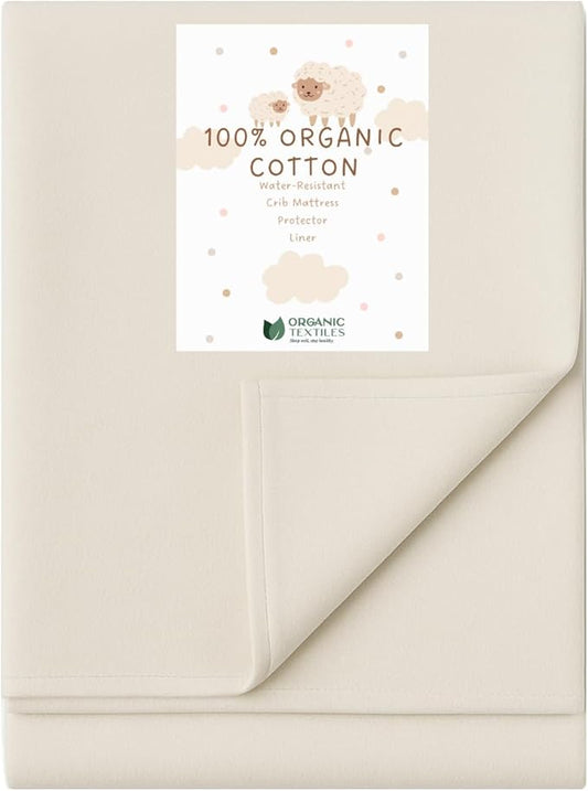 Organic Crib Mattress Protector - Flat Sheet Water Resistant Liner Pad, Breathable, Skin Friendly, Chemical-Free Pure Cotton [GOTS-Certified] for Bassinet (30"x15") - Pack of 1