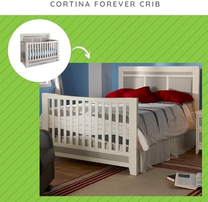 Full-Size Conversion Kit Bed Rails #1216 for Pali Convertible Cribs - Solid Wood Rail - Toddler and Adult Bed Rail for Full-Size Beds - Essential Nursery & Baby Furniture (White)
