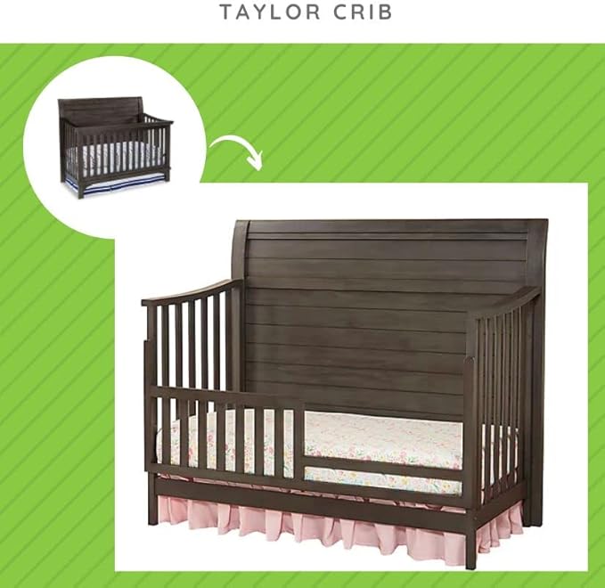 Toddler Bed Safety Guard Rail for Westwood Design Convertible Cribs - Solid Wood Rail for Convertible Crib to Toddler Bed Conversion - Safety Rails for Children's Beds (River Rock, Taylor)